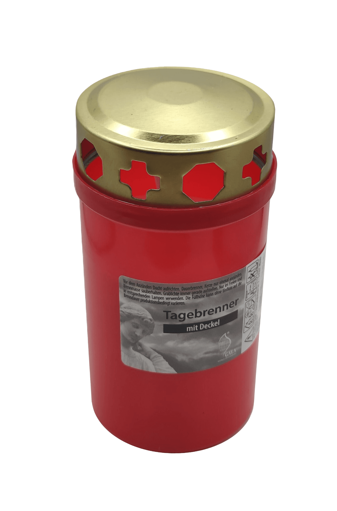 Grabkerze mit Deckel rot 60 x 120 mm Bild 3