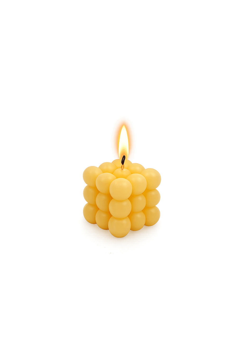 Gele bubbelkaars 6x6x6 cm 3