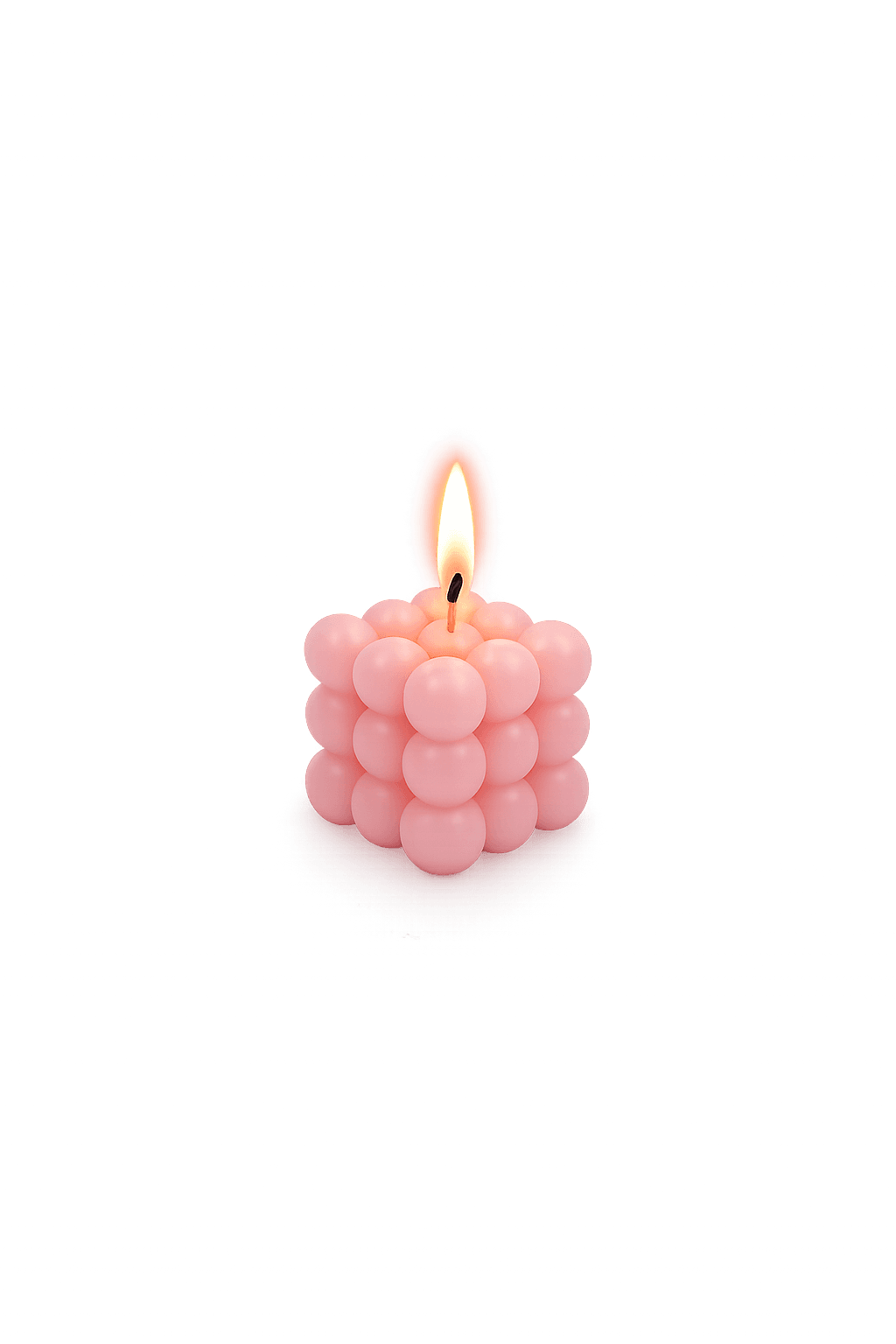 Roze bubbelkaars 6x6x6 cm 3
