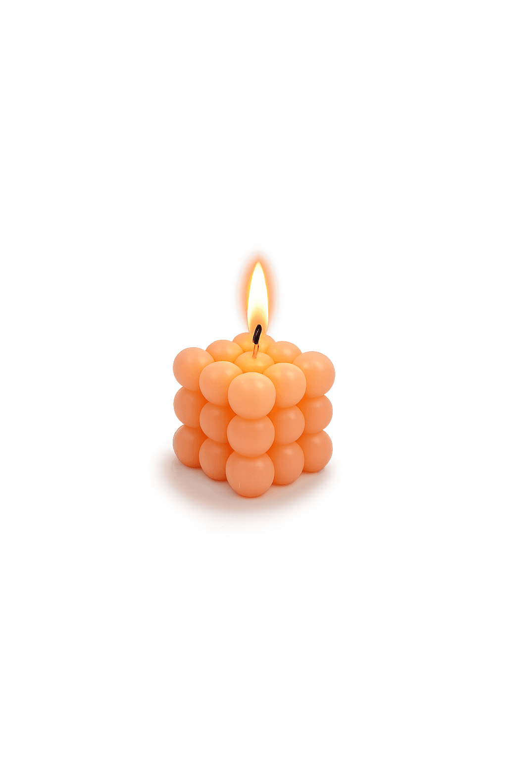 Oranje bubbelkaars 6x6x6 cm 3