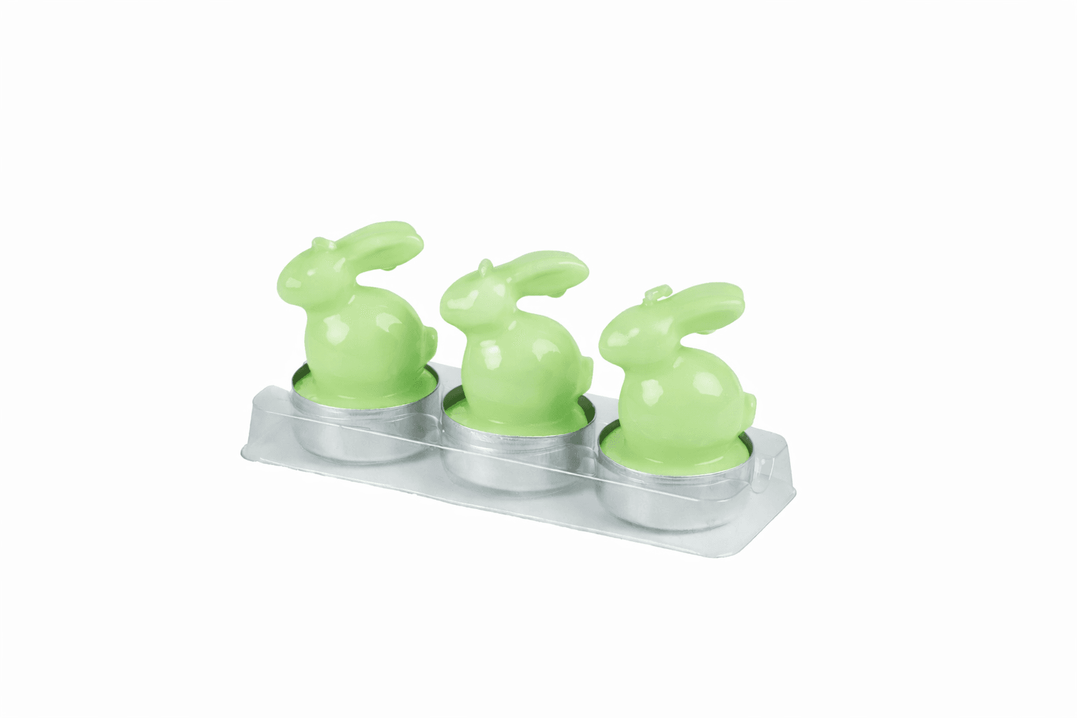 Waxinelicht Paashaas 3 stuks Groen 2