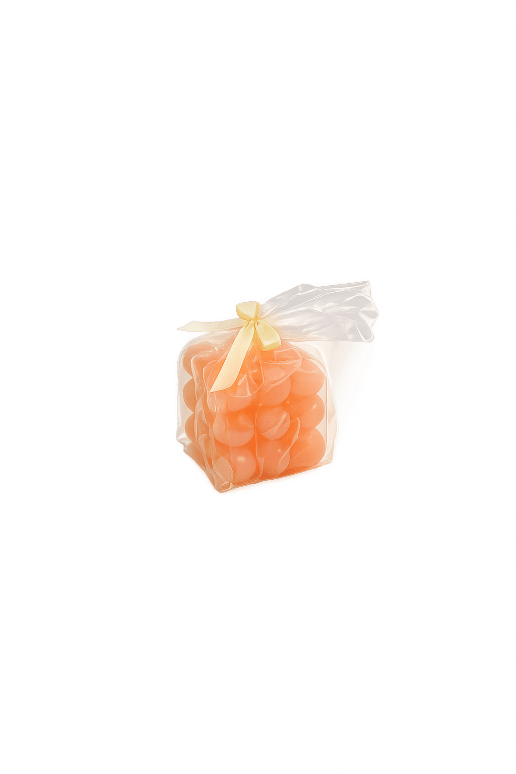 Oranje bubbelkaars 6x6x6 cm 2