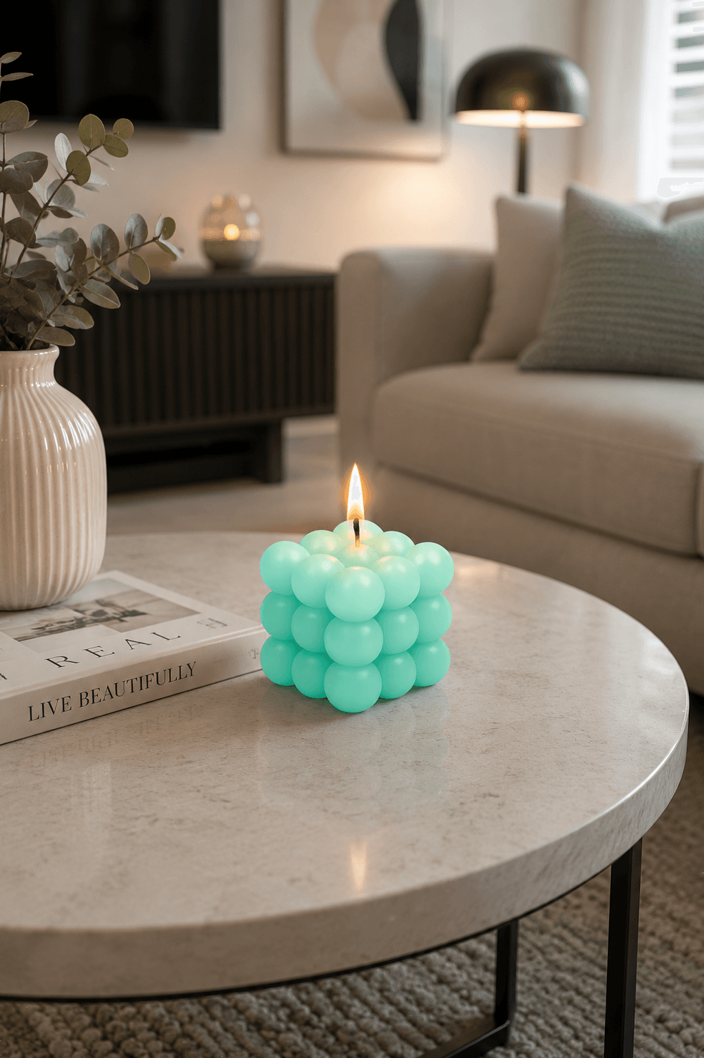 Groene bubbelkaars 6x6x6 cm