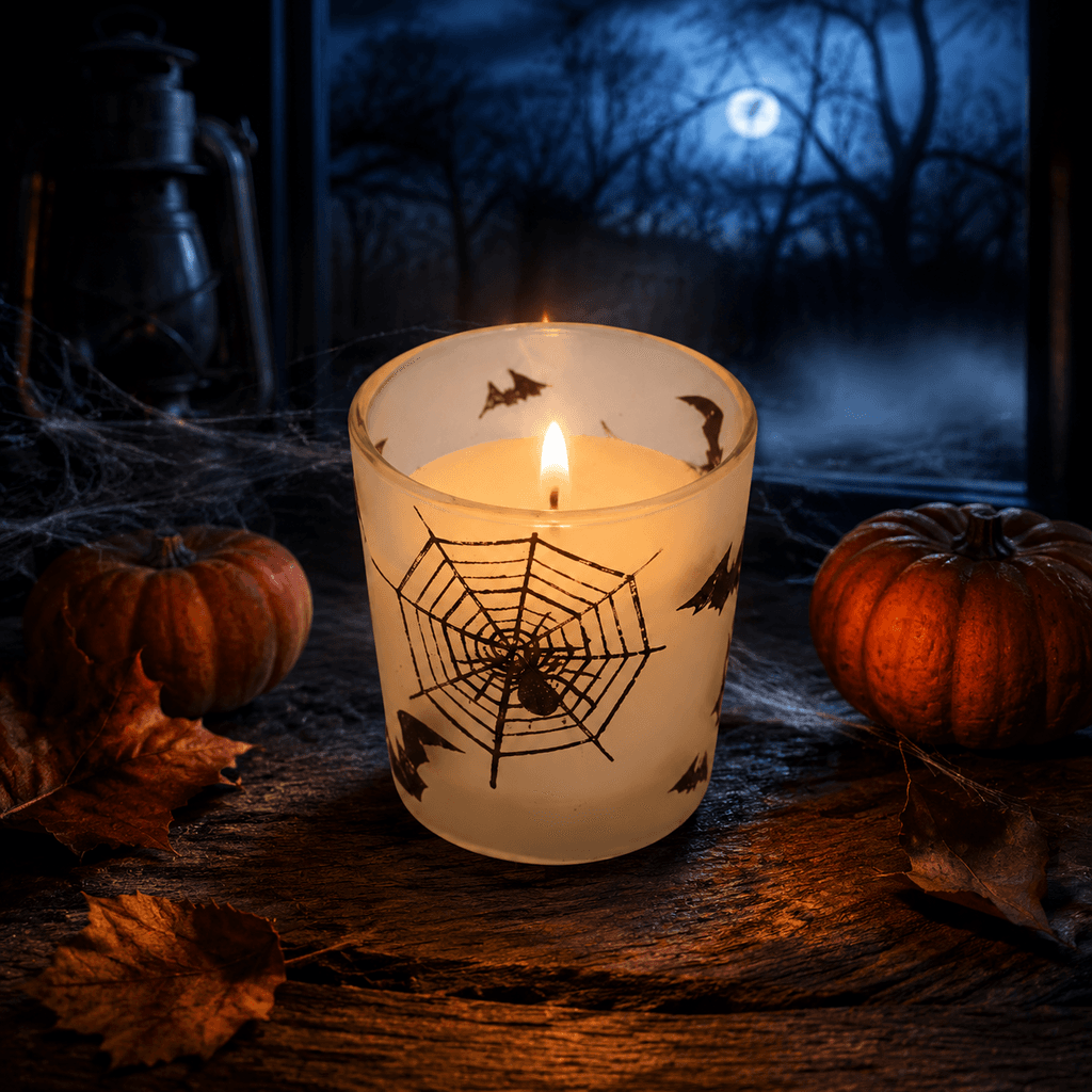 Halloween-Kerze im Glas satiniert Ø 55 × 60 mm