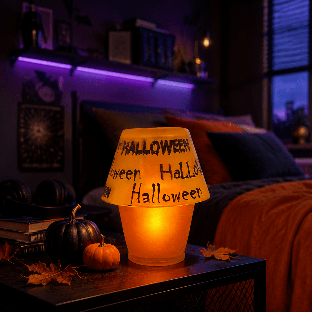 Halloween-Kerze Lampe mit Glasschirm orange Ø 100 × 125 mm