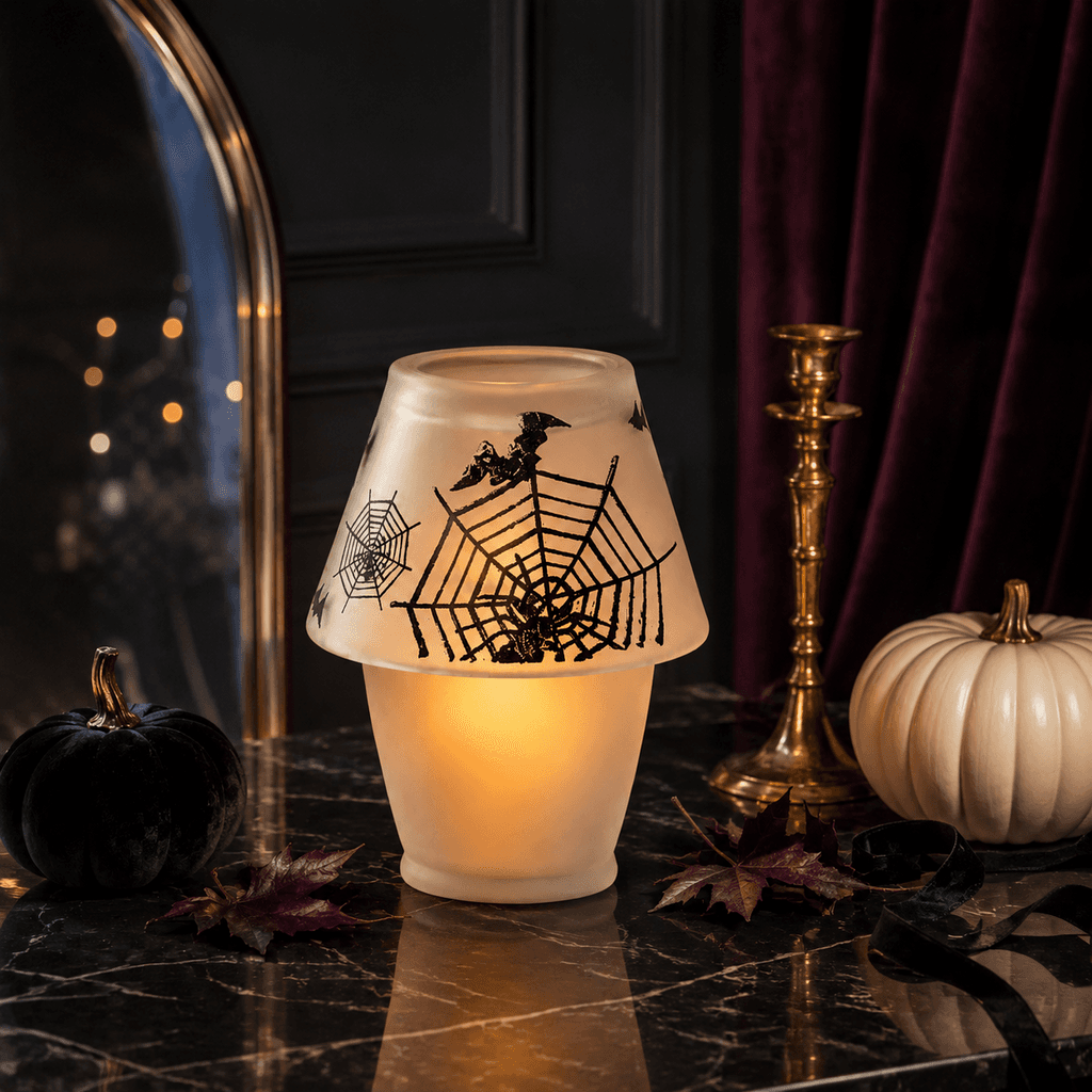 Halloween-Kerze Lampe mit Glasschirm satiniert Ø 100 × 125 mm